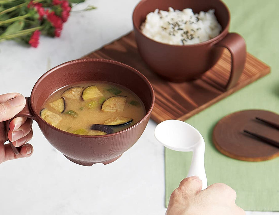 Skater Wood Grain Soup Bowl 340ml w/Handle Brown Japan NBLs2H-A-Kiichin - The #1 Place for Japanese Goods in Your Hand!