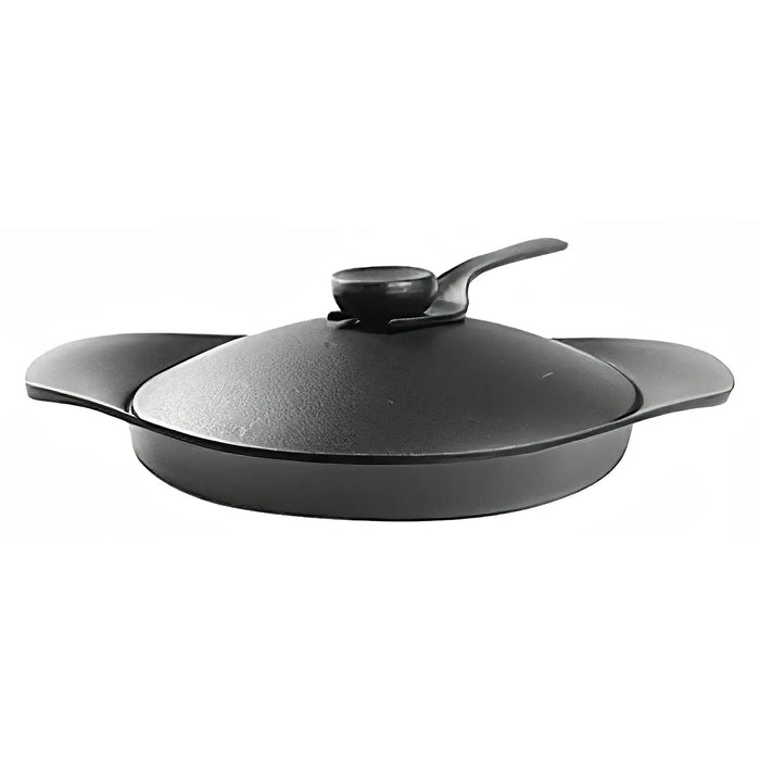 Authentic Nihon Yoshokki Sori Yanagi 22Cm Cast Iron Grill Pan with Lid & Fork - Made in Japan-Kiichin - The #1 Place for Japanese Goods in Your Hand!