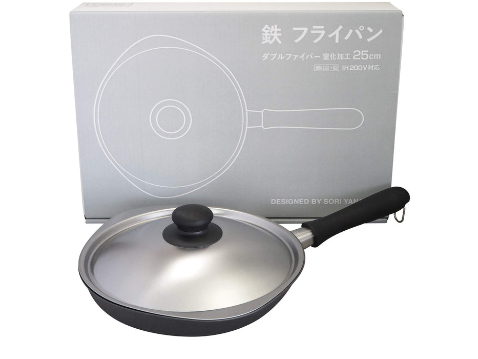 Sori Yanagi Japan Iron Frying Pan 22Cm with Lid - IH Compatible, Double Fiber Line, Nitriding-Kiichin - The #1 Place for Japanese Goods in Your Hand!