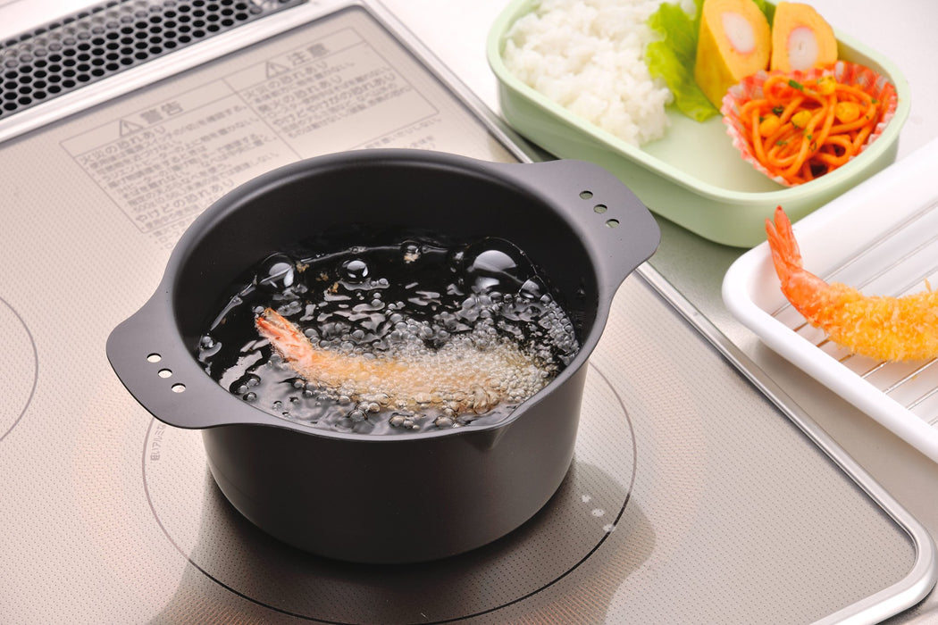Sugiyama Metal Japan Tempura Pot - Compact and Stylish Gray Cookware-Kiichin - The #1 Place for Japanese Goods in Your Hand!