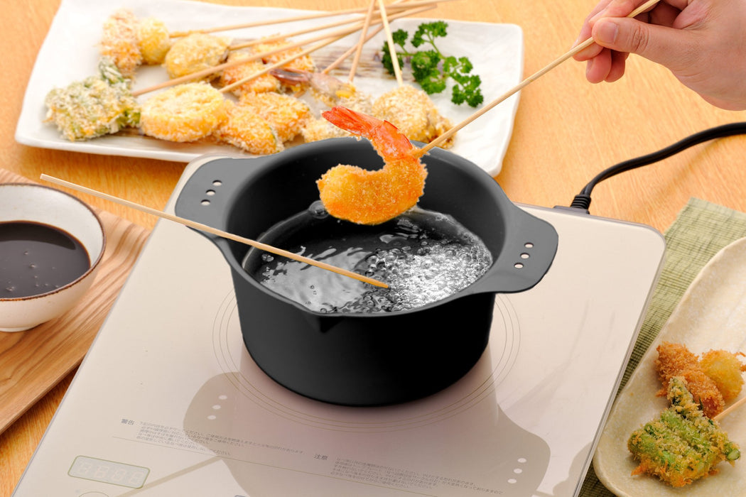 Sugiyama Metal Japan Tempura Pot - Compact and Stylish Gray Cookware-Kiichin - The #1 Place for Japanese Goods in Your Hand!
