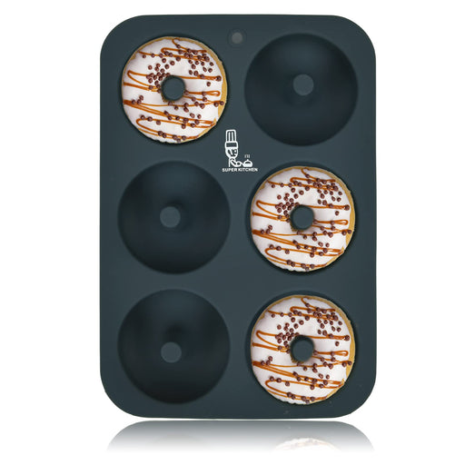 Super Kitchen Donut Mold - 6 Pcs Silicone Cake Molds, Heat Resistant, Non-Stick, Easy to Clean - Japan (1 Piece Dark Gray)-Kiichin - The #1 Place for Japanese Goods in Your Hand!