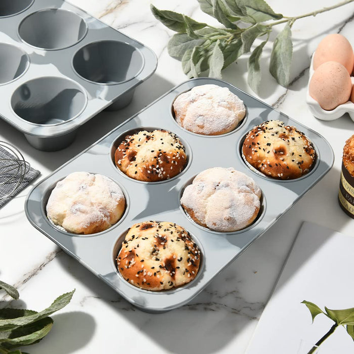 Super Kitchen 6-Cavity Silicone Muffin Mold Plate Cupcake Pan - Non-Stick, Gray-Kiichin - The #1 Place for Japanese Goods in Your Hand!