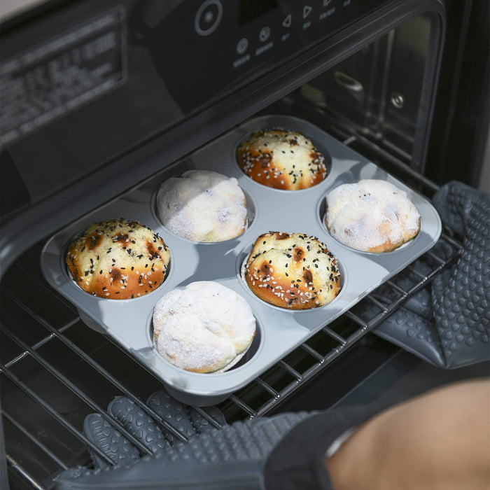 Super Kitchen 6-Cavity Silicone Muffin Mold Plate Cupcake Pan - Non-Stick, Gray-Kiichin - The #1 Place for Japanese Goods in Your Hand!