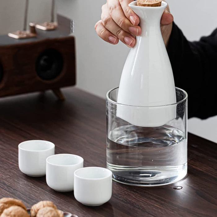 Sxrc 9-Piece Japanese Sake Set - Warming Bowl, Tokkuri, 6 Cups, Tray, Whiskey Bottle Barware-Kiichin - The #1 Place for Japanese Goods in Your Hand!