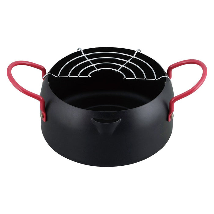 Compact Baked Paint Tempura Pot for Deep Frying - IH Compatible, Iron Net - Black Japan-Kiichin - The #1 Place for Japanese Goods in Your Hand!
