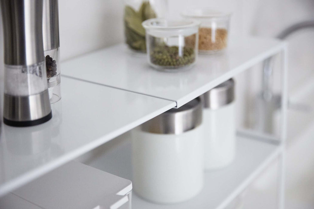 Yamazaki Industrial 3865 Telescopic Shelf - White 36.5-60X23X18Cm Tower Under Sink-Kiichin - The #1 Place for Japanese Goods in Your Hand!