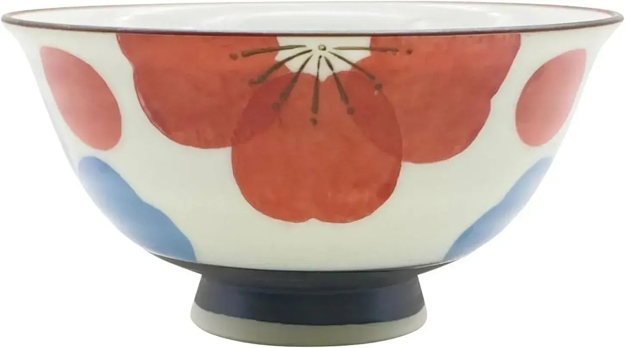 24to3 Nishitomi Ceramics Hasami Ware Rice Bowl Red Floral Dishwasher Safe