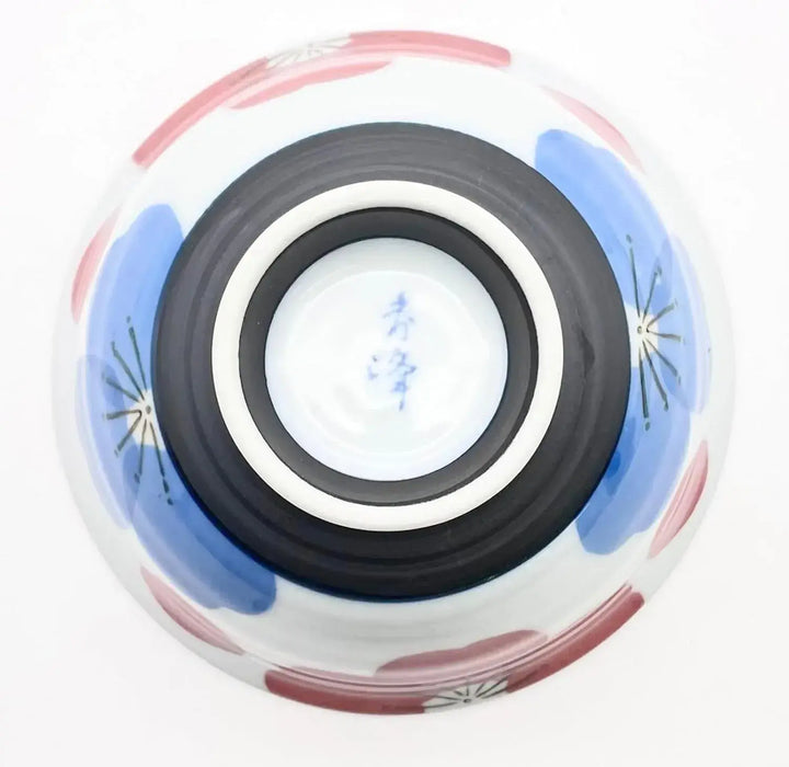 24to3 Nishitomi Ceramics Hasami Ware Rice Bowl Red Floral Dishwasher Safe