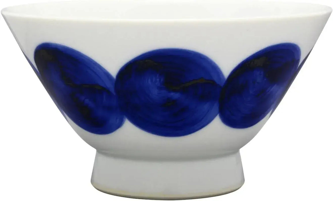 24to3 Nishitomi Ceramics Hasami Ware Wazan Kiln Kurawanka Rice Bowl - Round Crest Seam Blue - 4534891468039