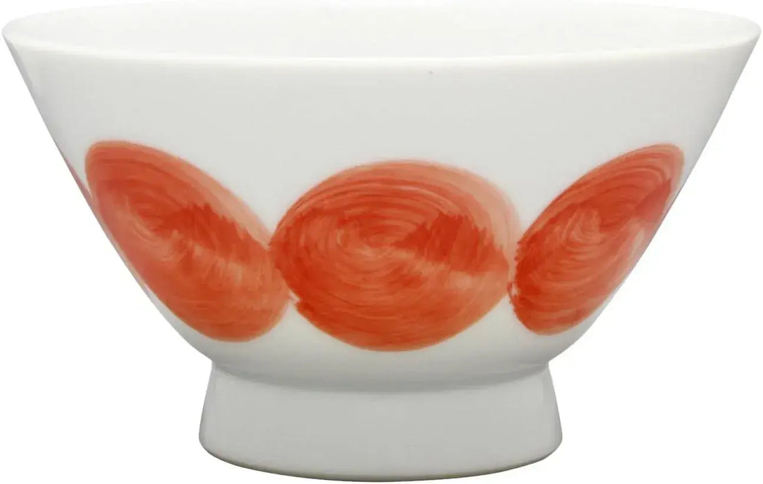 24to3 Nishitomi Ceramics Hasami Ware Wazan Kiln Kurawanka Rice Bowl - Round Crest Splice Red - 4534891468022