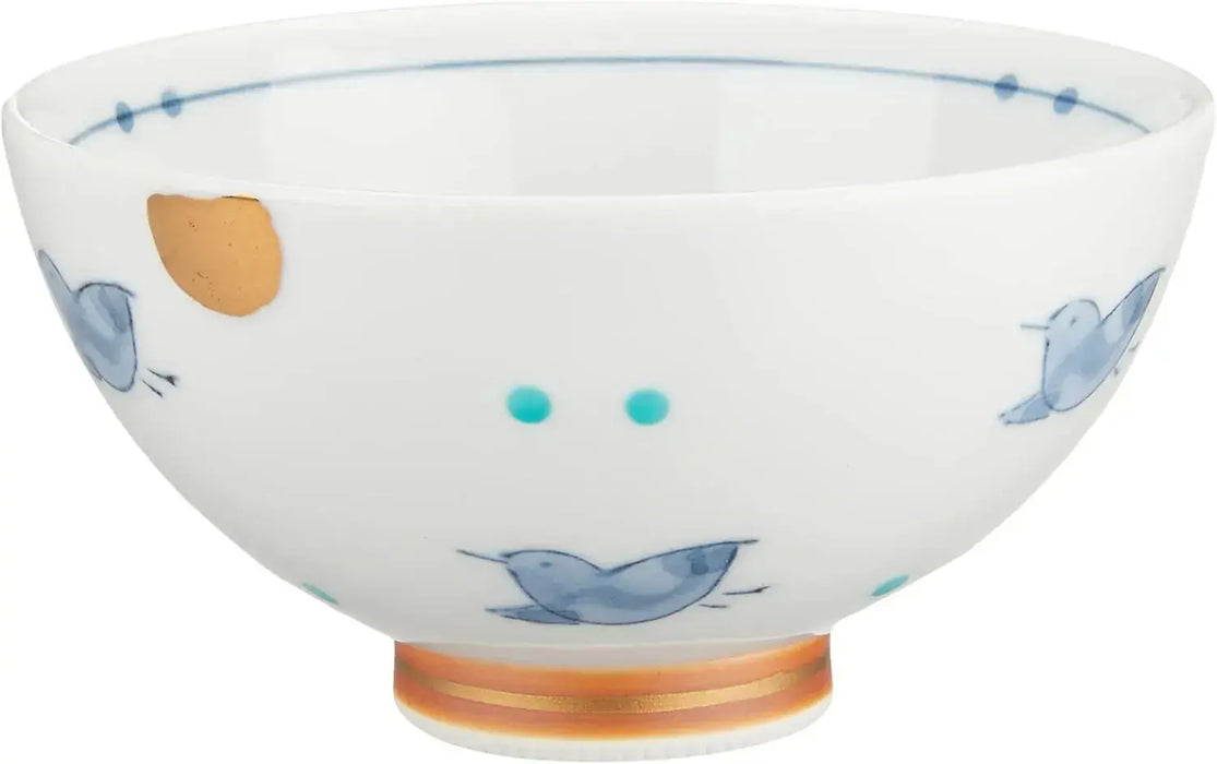 24To3 Nishitomi Pottery Hasami Ware Bird Mini Cup - Blue Mini Rice Bowl - 4534891449144
