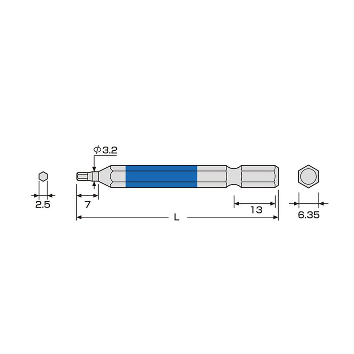 Anex 2.5mm x 65 Color Bit Hexagonal Wrench Single Head ACHX-2565-Kiichin - The #1 Place for Japanese Goods in Your Hand!