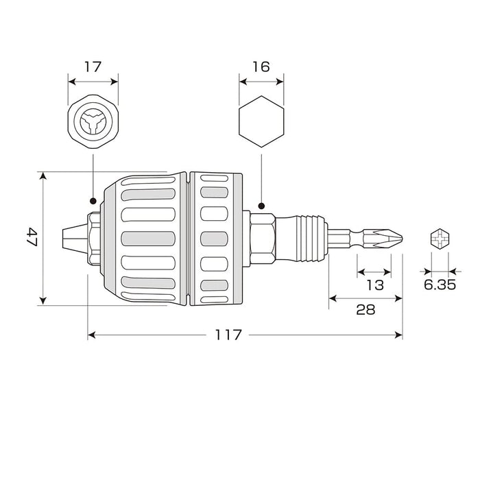 Anex Drill Chuck 1-10mm Keyless Bit Exchange Rubber Grip - Model Akl-190E-Kiichin - The #1 Place for Japanese Goods in Your Hand!