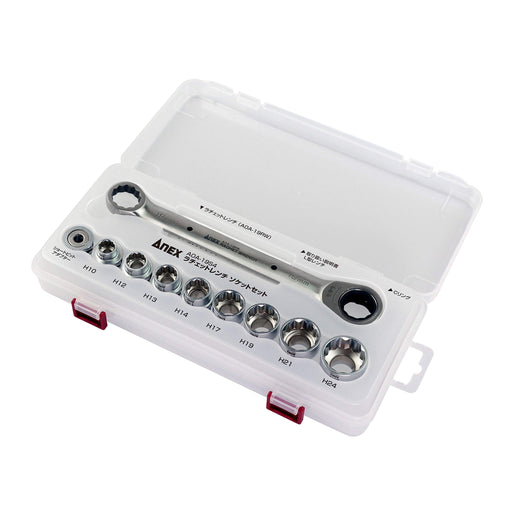 Anex Ratchet Wrench 19mm with 8 Socket Set and Case AOA-19S4 Tool-Kiichin - The #1 Place for Japanese Goods in Your Hand!