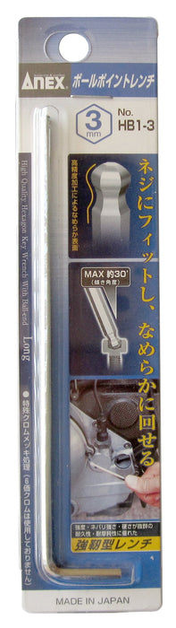 Anex 3mm Ball Point Wrench - HB1-3 Compact Tool-Kiichin - The #1 Place for Japanese Goods in Your Hand!