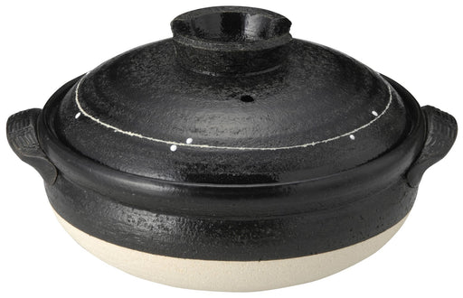 Santo Banko Ware No. 9 Earthenware Pot for 3-4 People Black Glaze Japan Made-Kiichin - The #1 Place for Japanese Goods in Your Hand!