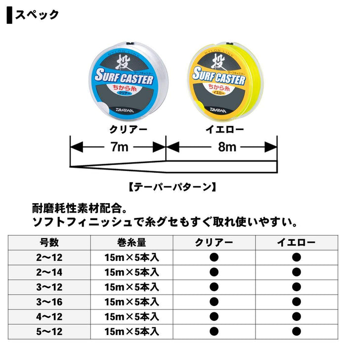 Daiwa Surfcaster Chikara Nylon Line 15M x 5 Clear 2-14 lbs-Kiichin - The #1 Place for Japanese Goods in Your Hand!