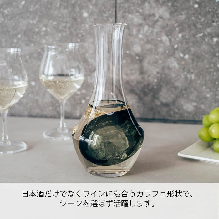 Hario Cool Carafe N 360mL Transparent Gray Soda Glass with Ice Pocket
