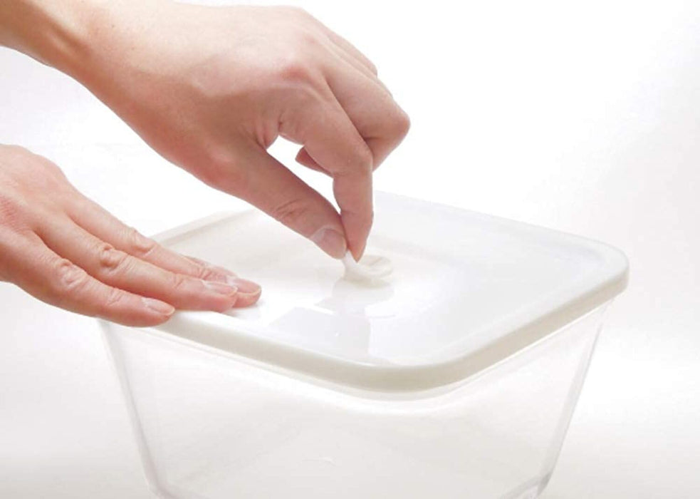 Iwaki Heat-Resistant Glass Container Large 700ml White Deep 15.5x15.5x8cm