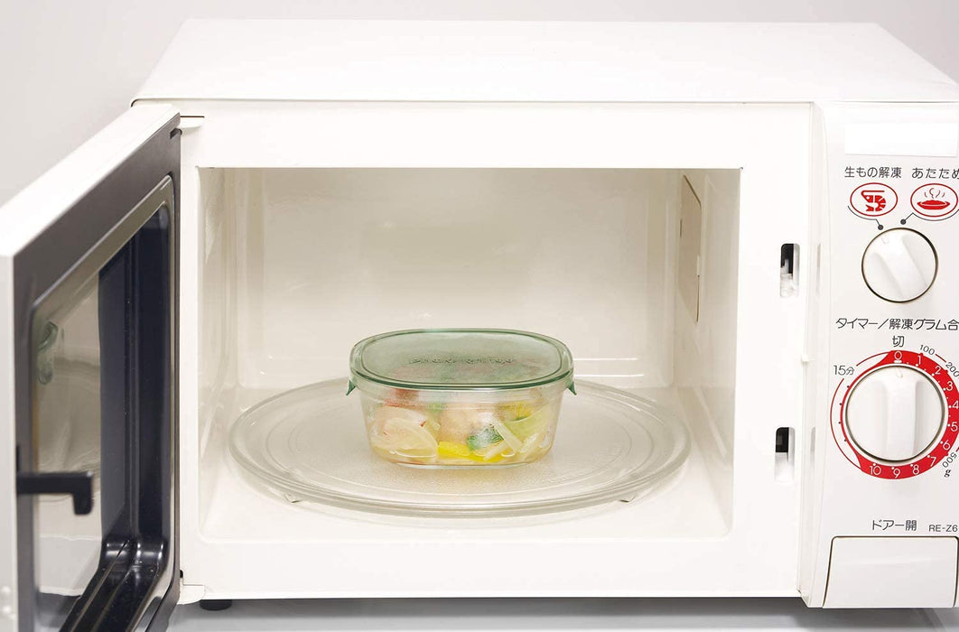 Iwaki 1.0L Heat-Resistant Glass Storage Container Green Square Deep