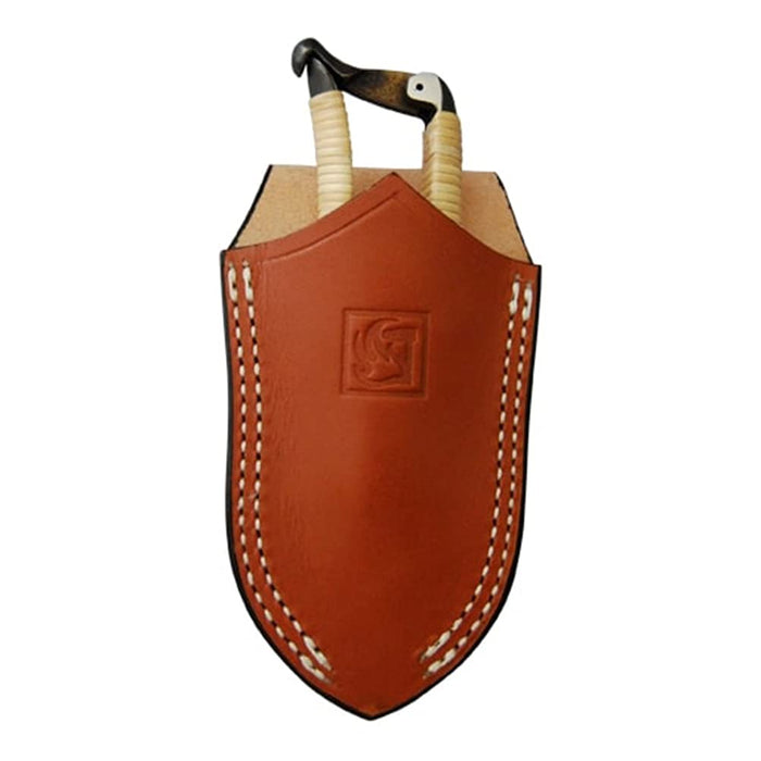 Miki Kajiya Village Brown Leather Pruning Shears Case TS082 Durable Tool Holder-Kiichin - The #1 Place for Japanese Goods in Your Hand!