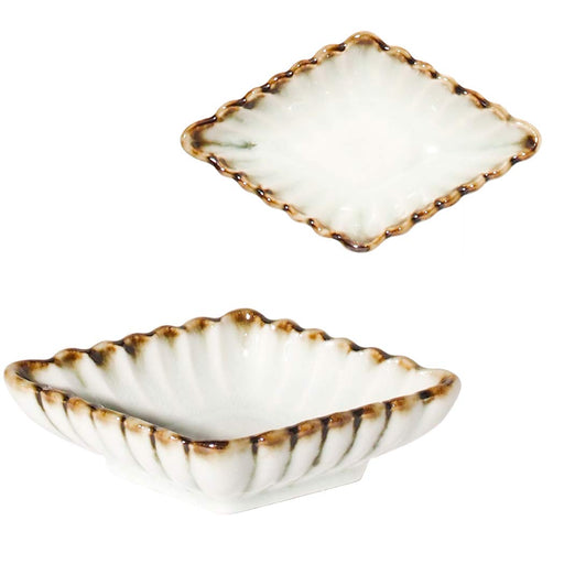 Minoru Pottery White Chrysanthemum Diamond Small Bowl Sabi Design-Kiichin - The #1 Place for Japanese Goods in Your Hand!