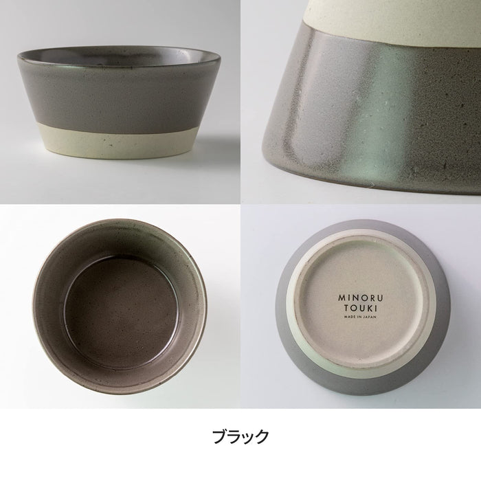 Minoru Pottery Mino Ware Black Bowl with Lid 13cm 130 Pack Plantaree-Split-Kiichin - The #1 Place for Japanese Goods in Your Hand!