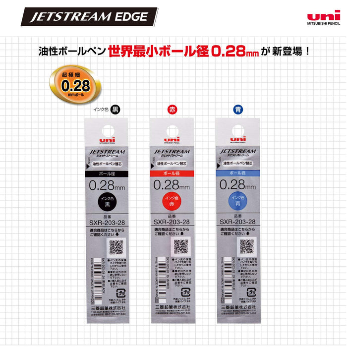 Mitsubishi Pencil Blue Jet Stream Edge 0.28 Ballpoint Pen Refills 10 Pieces-Kiichin - The #1 Place for Japanese Goods in Your Hand!