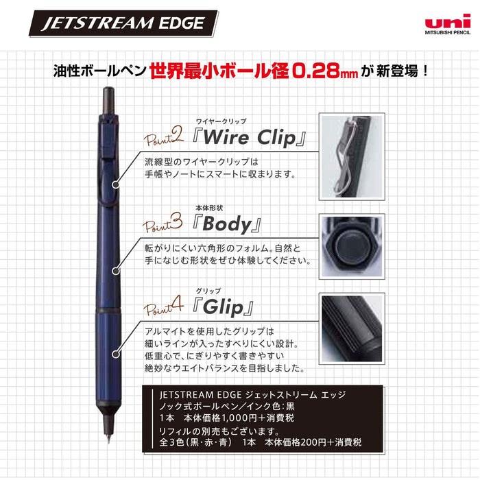 Mitsubishi Pencil Blue Jet Stream Edge 0.28 Ballpoint Pen Refills 10 Pieces-Kiichin - The #1 Place for Japanese Goods in Your Hand!
