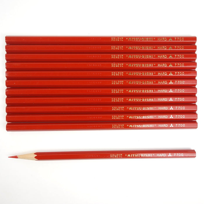 Mitsubishi Pencil No.7700 - Pack of 12 Red Hard Colored Pencils-Kiichin - The #1 Place for Japanese Goods in Your Hand!