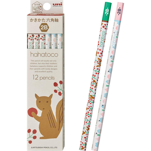 Mitsubishi Pencil Hahatoko HT01 Drawing 2B Pencil Squirrel & House Design 1 Dozen-Kiichin - The #1 Place for Japanese Goods in Your Hand!