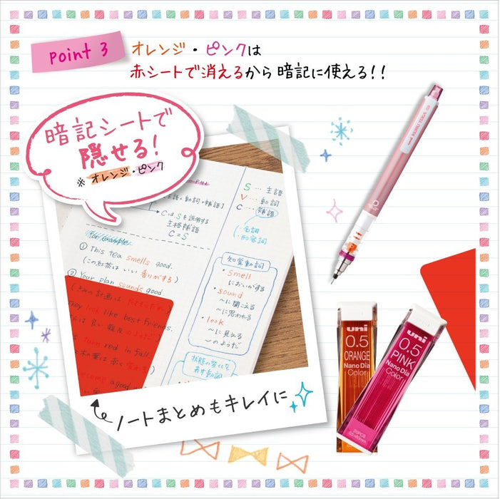 Mitsubishi Pencil Nano Diamond 0.5 Red Erasable Color Lead 10 Pieces-Kiichin - The #1 Place for Japanese Goods in Your Hand!