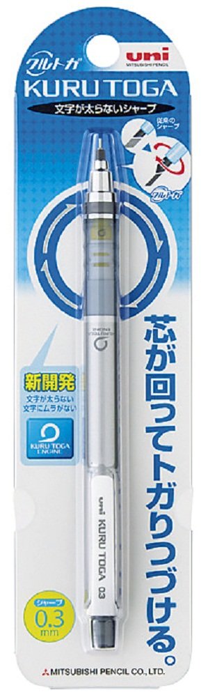 Mitsubishi Pencil Kurtoga Mechanical Pencil 0.3 Silver with Automatic Lead Rotation-Kiichin - The #1 Place for Japanese Goods in Your Hand!
