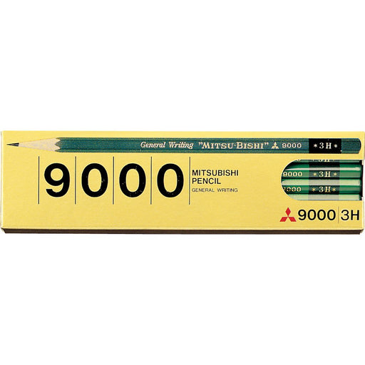 Mitsubishi Pencil 9000 3H - High-Quality Durable Writing Pack of 1 Dozen-Kiichin - The #1 Place for Japanese Goods in Your Hand!