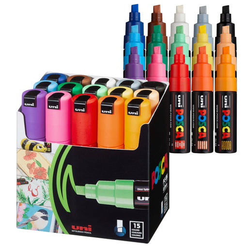 Mitsubishi Pencil Posca 15 Colors Bold Square Lead Water-Based Pen - Pc8K15C-Kiichin - The #1 Place for Japanese Goods in Your Hand!