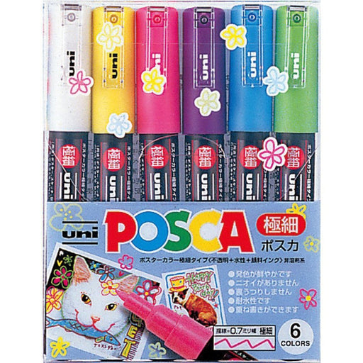 Mitsubishi Pencil Posca Water-Based Extra Fine 6-Color Set Pc1M6C-Kiichin - The #1 Place for Japanese Goods in Your Hand!
