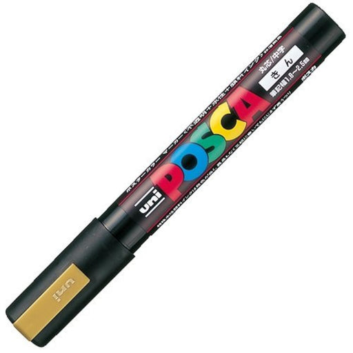 Mitsubishi Pencil Gold Medium Point Water-Based Posca Pen Pc5M.25 Round Core-Kiichin - The #1 Place for Japanese Goods in Your Hand!