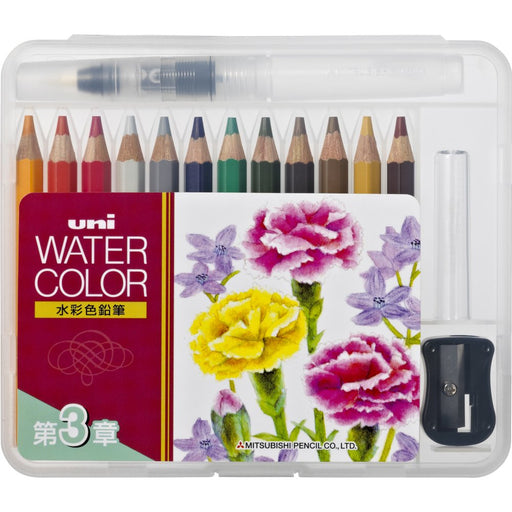 Mitsubishi Pencil Compact 12 Colors Watercolor Pencil Set Uni Water Color Uwcncs12C3-Kiichin - The #1 Place for Japanese Goods in Your Hand!