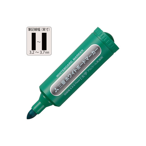 Mitsubishi Pencil Whiteboard Marker Bold Round Tip Green 10-Pack Pwb7M.6-Kiichin - The #1 Place for Japanese Goods in Your Hand!