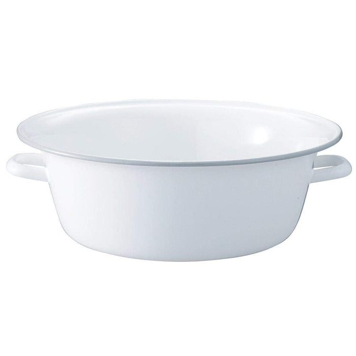Noda Horo Large White Enamel Basin with Handle Made in Japan
