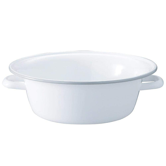 Noda Horo Enamel Basin with Handle Small White Made in Japan