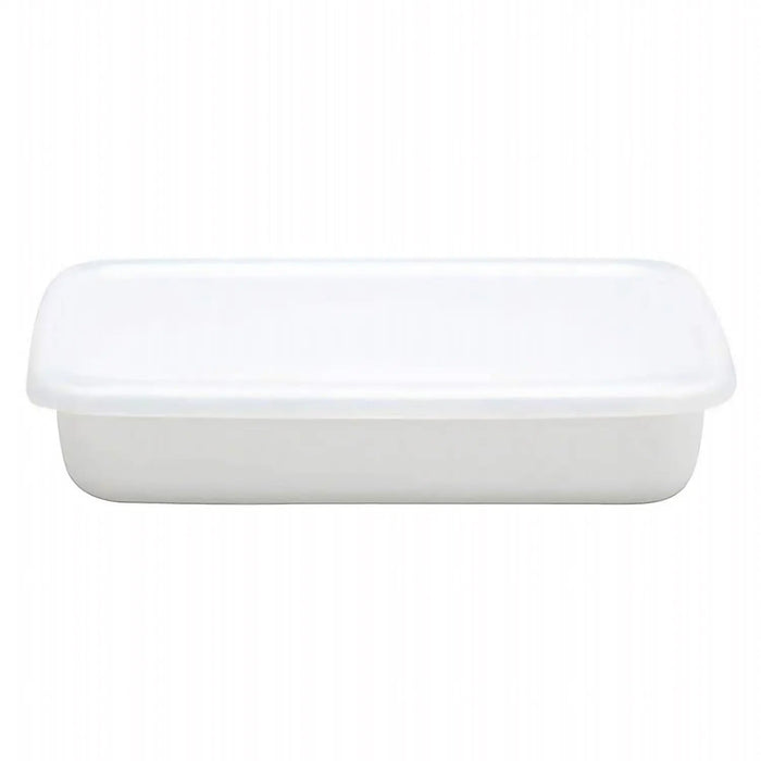 Noda Horo White Enamel Rectangular Shallow Food Containers - Small Size-Kiichin - The #1 Place for Japanese Goods in Your Hand!