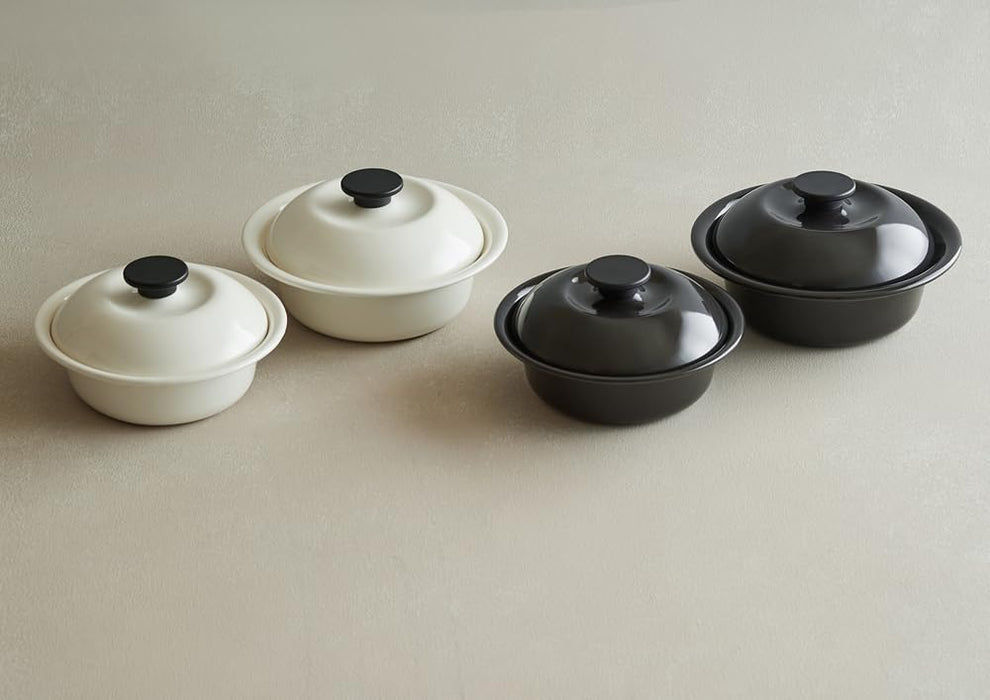 Noda Horo Ko-19Bk: Small Enamel Pot for One-Person Ramen/Udon Japan-Made