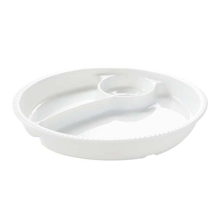 Ogiso Deep Oval Three-Compartment Ceramic Plate - Easy to Use & Kid-Friendly-Kiichin - The #1 Place for Japanese Goods in Your Hand!
