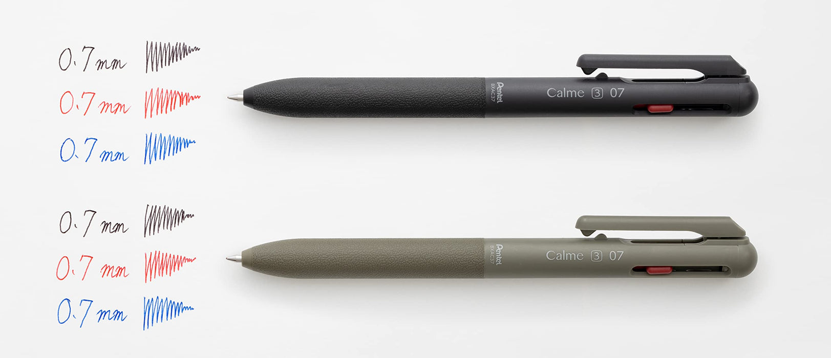 Pentel Calme 3-Color 0.7mm Ballpoint Pen in Khaki - BXAC37D Model-Kiichin - The #1 Place for Japanese Goods in Your Hand!