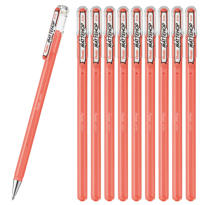 Pentel 10-Piece Matte Hop Coral Pink Color Ballpoint Pens K110-Vp2-Kiichin - The #1 Place for Japanese Goods in Your Hand!