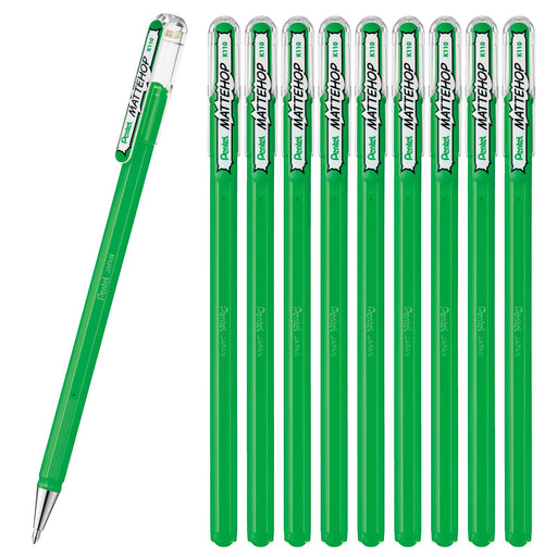 Pentel Matte Hop Green 10-Piece Color Ballpoint Pen Set K110-Vd-Kiichin - The #1 Place for Japanese Goods in Your Hand!