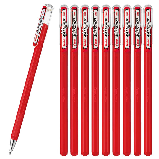 Pentel Matte Hop Red Color Ballpoint Pen Pack of 10 - K110-Vb-Kiichin - The #1 Place for Japanese Goods in Your Hand!