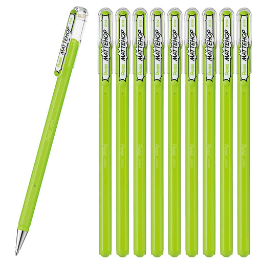Pentel Matte Hop Yellow Green Color Ballpoint Pens Pack of 10-Kiichin - The #1 Place for Japanese Goods in Your Hand!
